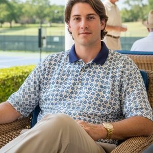 NWOT KP Casual USA M Vintage 90s Retro Geo Artsy Eclectic Grandpa Dadcore Polo